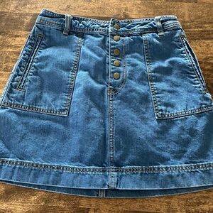 Free People Indigo Button-Front Mini Skirt